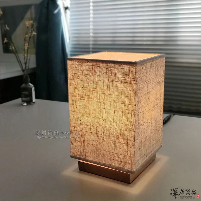 Luminária Madeira Maçiça Quadrada LED Zen Chinesa Dimmer