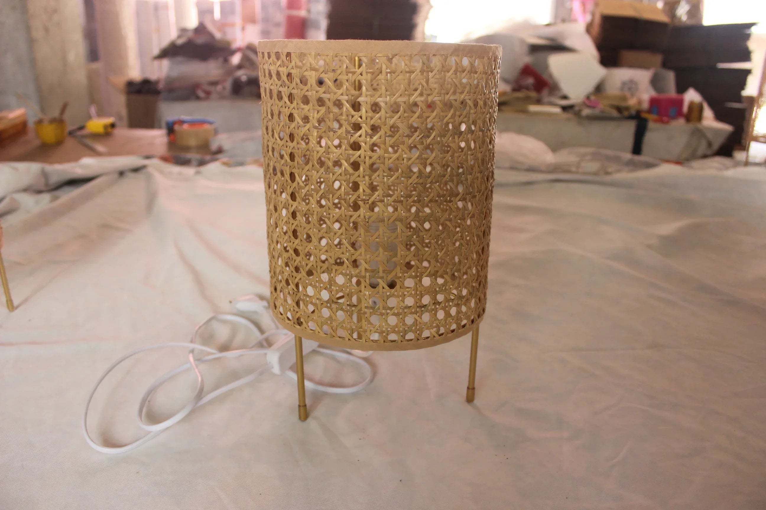 Luminaria de Mesa Avleena - Rattan Natural - cabeceira boho natural