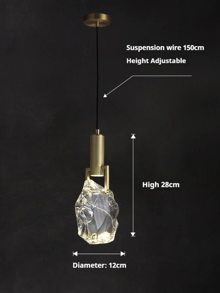 Pendente Elmaina - Metal Escovado e Pedra - bancada gourmet wabi-sabi