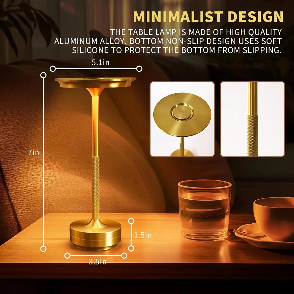 Luminária de Mesa Sem Fio Recarregável Touch LED – Bar, Restaurante e Hotel