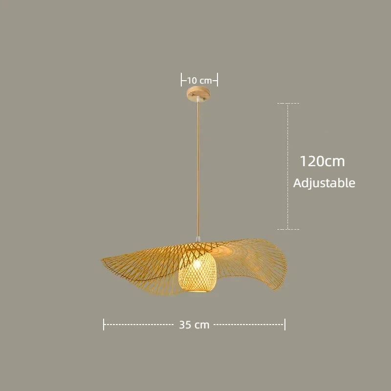 Lustre Boho de Bambu com Design de Folha para Restaurante e Café