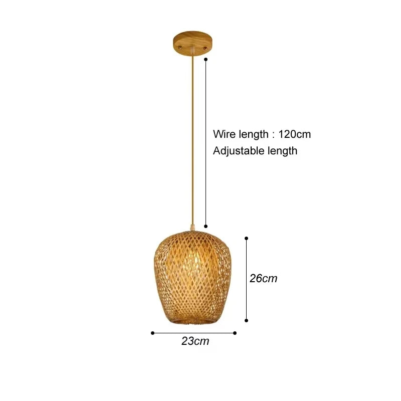 Lustre Boho de Bambu com Design de Folha para Restaurante e Café