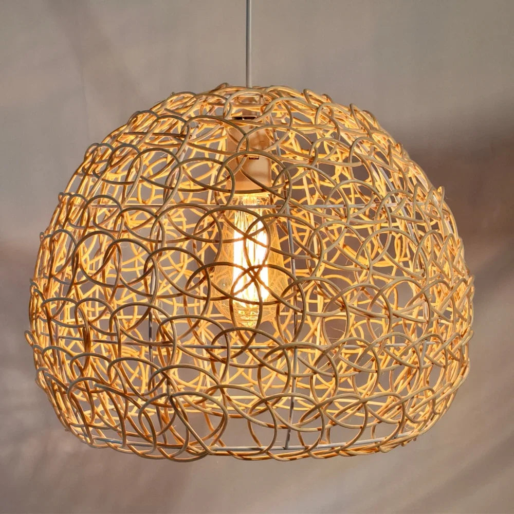 Pendente Fariira - Rattan e Bambu - sala de jantar japandi