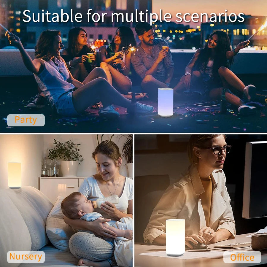 Luminária Touch Recarregável RGB Controle Remoto Timer