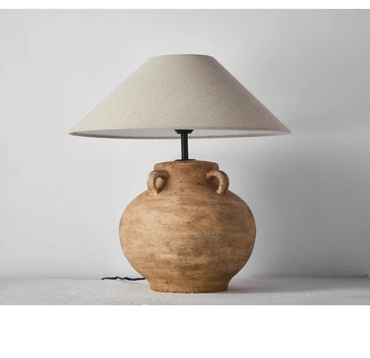 Luminaria de Mesa Avsiina - Ceramica Artesanal e Linho - aparador wabi-sabi