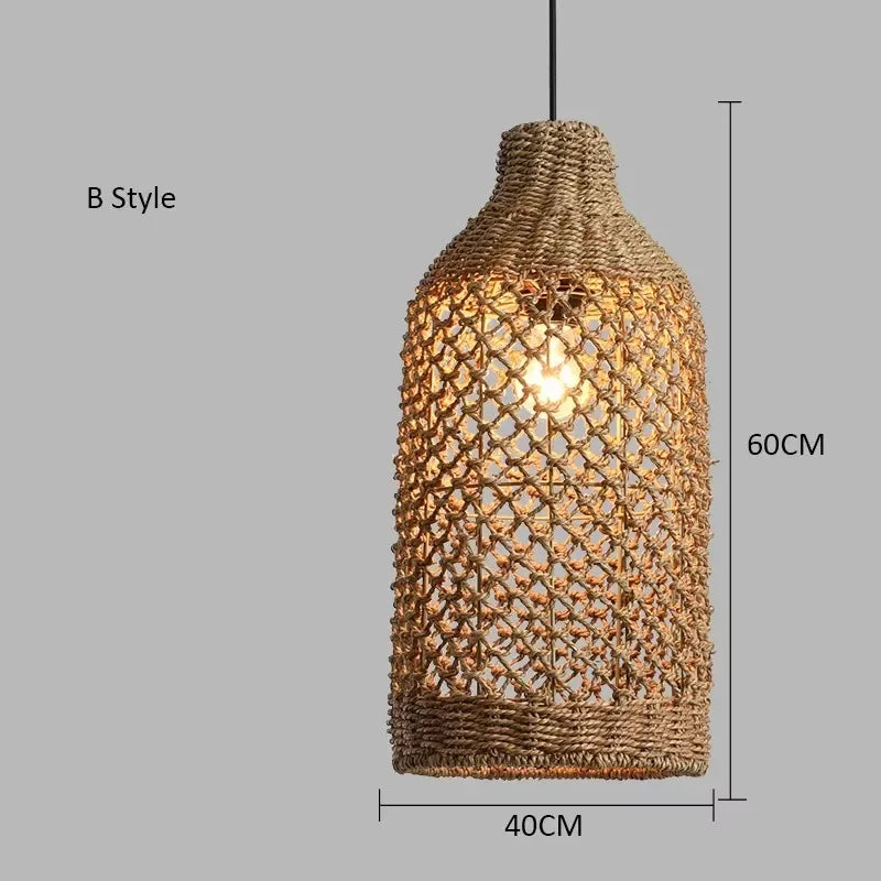 Pendente Elroe - Rattan e Bambu - quarto japandi