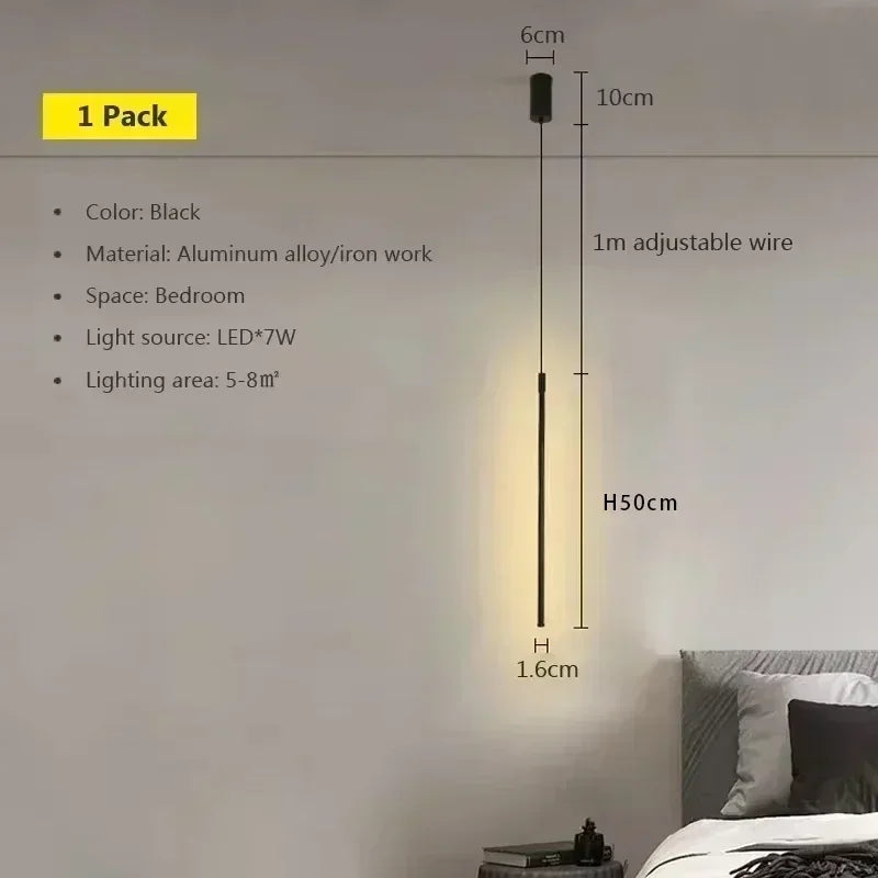 Pendente LED Longo Linear Moderno para Sala de Jantar e Quarto