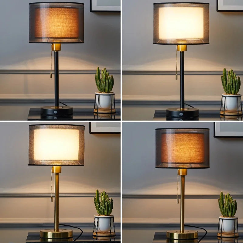 Luminária Mesa Ouro Americana Retrô Nórdica Luxo LED Quarto