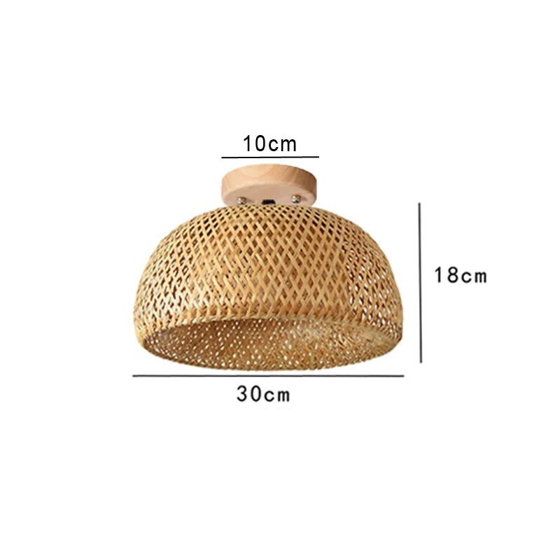 Lustre Lanterna de Bambu Trançado à Mão Retrô