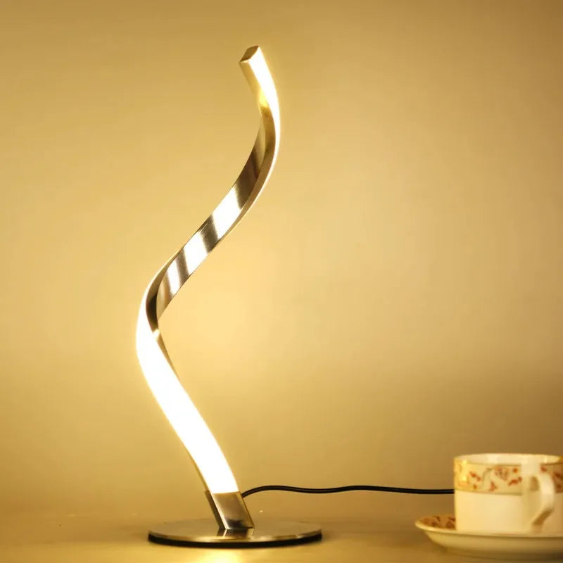 Luminária de Mesa Espiral Minimalista Luxo – Atmosfera para Sala e Quarto