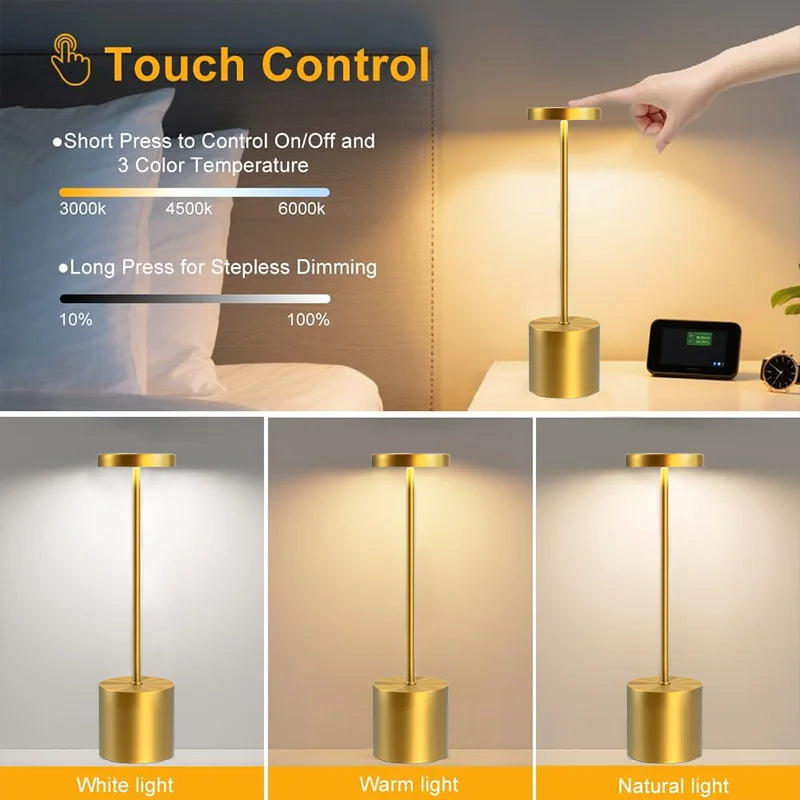 Luminária LED Recarregável Touch Mesa Sala Jantar Quarto