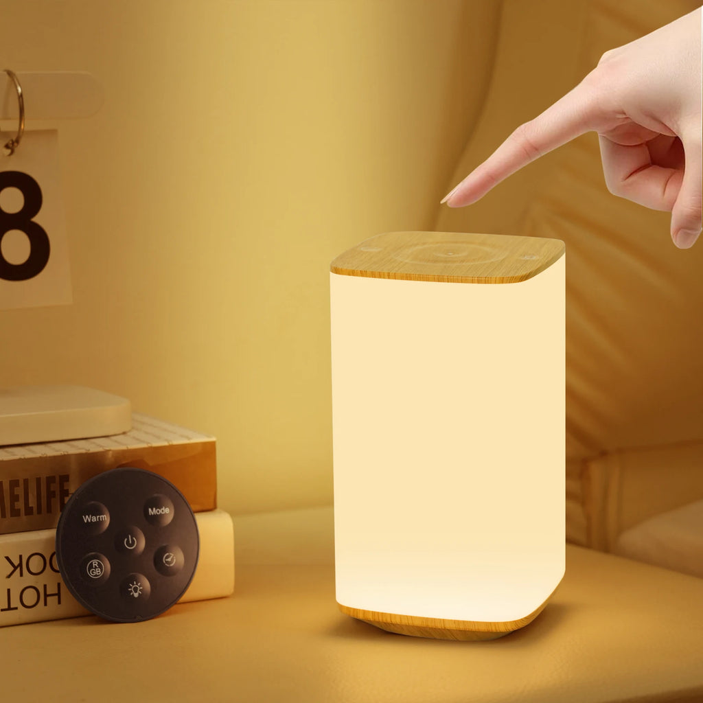 Luminária Touch Recarregável RGB Controle Remoto Timer