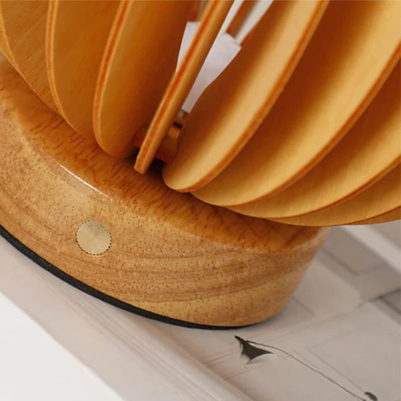 Luminária Nórdica Plissada Madeira USB 220V Arte Quarto