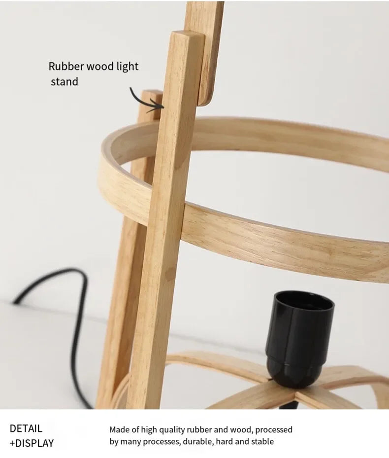 Luminária Madeira LED Vidro Minimalista Mesa Leitura Sala
