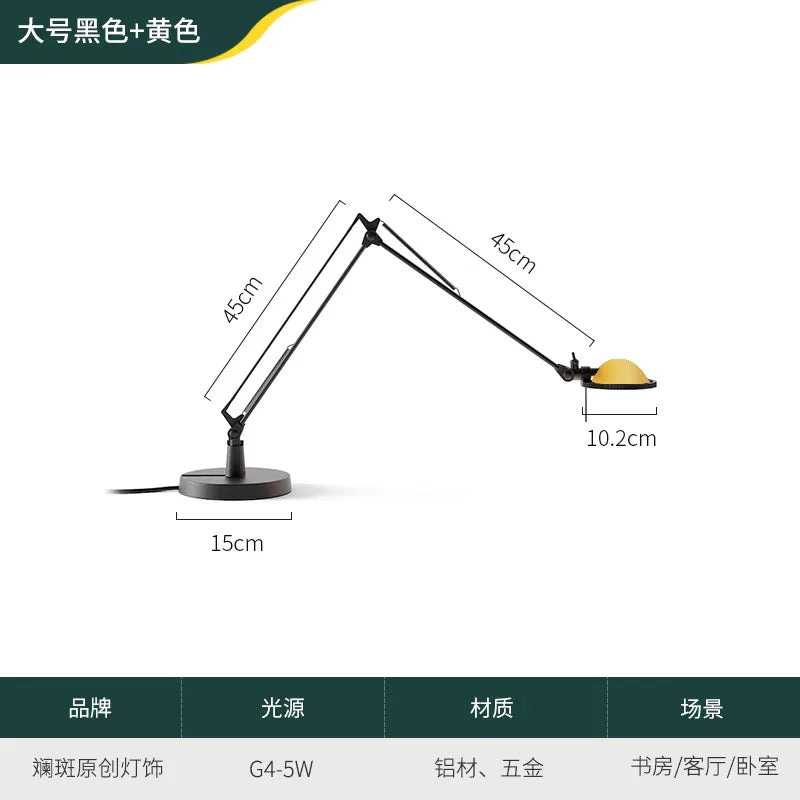 Luminária de Mesa Industrial Braço Articulado Vidro e Alumínio G4 LED