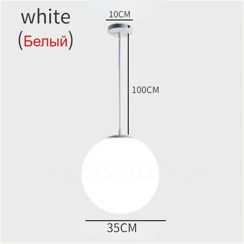 Pendente Bola de Vidro Branco LED
