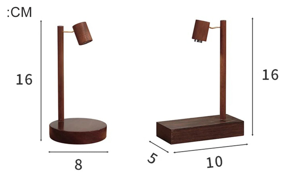 Luminária de Mesa Madeira Retrô com Botão Rotativo LED – Cabeceira