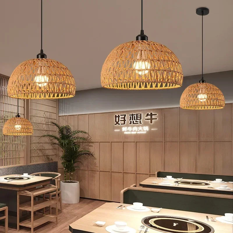 Pendente Eltaara - Rattan Natural - ilha de cozinha japandi