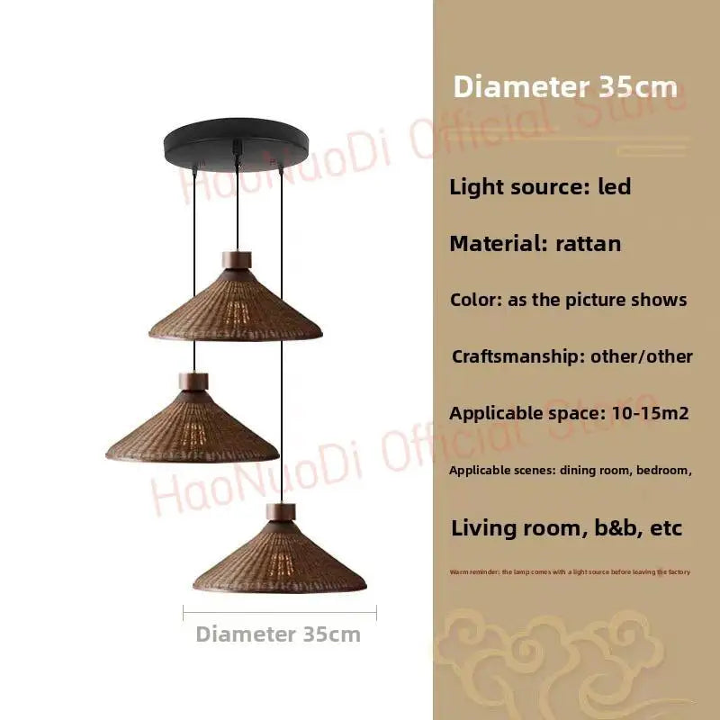 Lustre Artesanal Rattan Cúpula Retrô