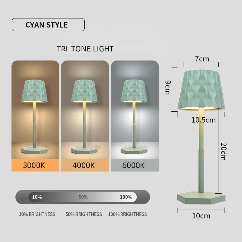 Luminária Touch Ondas Sem Fio 3 Cores LED Recarregável