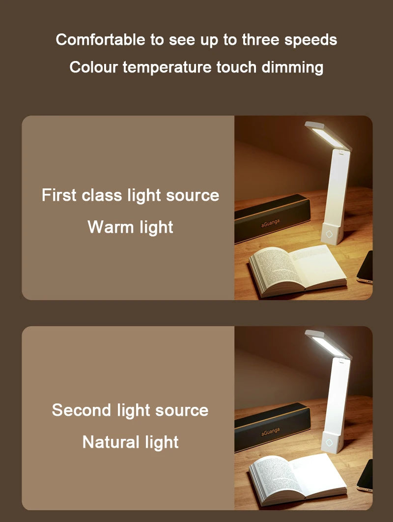 Luminária de Mesa LED Dobrável Recarregável – Proteção Ocular para Estudos