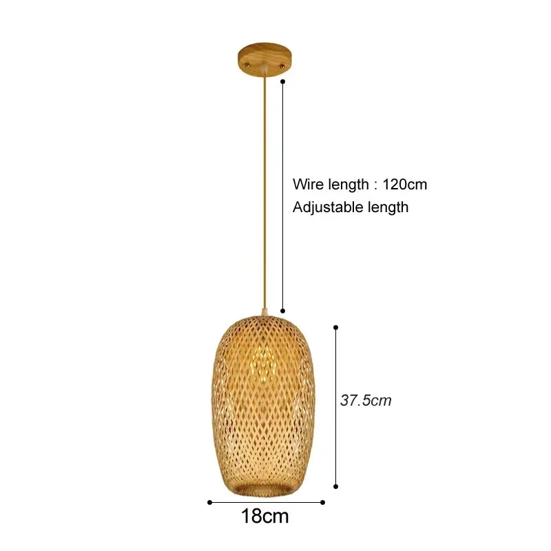 Lustre Boho de Bambu com Design de Folha para Restaurante e Café