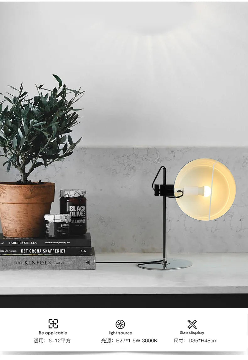 Luminária de Mesa Italiana Preta Minimalista – Designer para Sala e Escritório