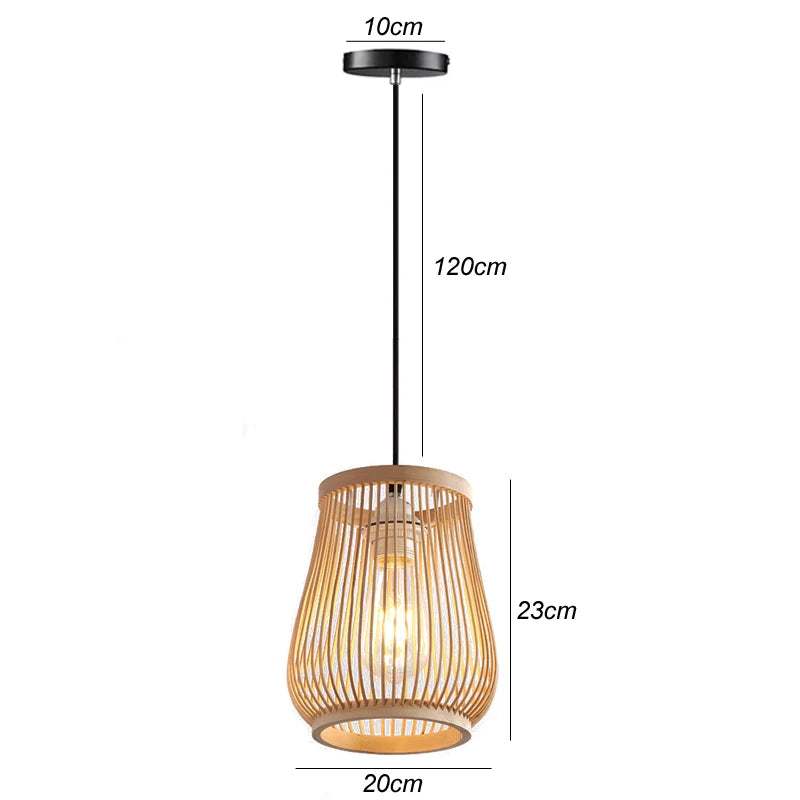Pendente Eldiina - Rattan e Bambu - bancada gourmet boho natural