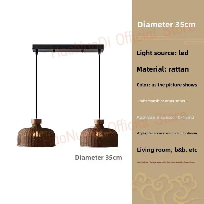 Lustre Artesanal Rattan Cúpula Retrô