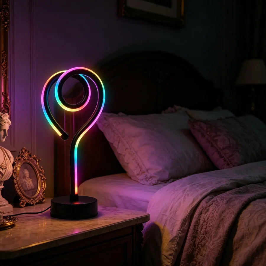 Luminária de Mesa Coração LED – Luz Quente para Quarto e Sala de Chá