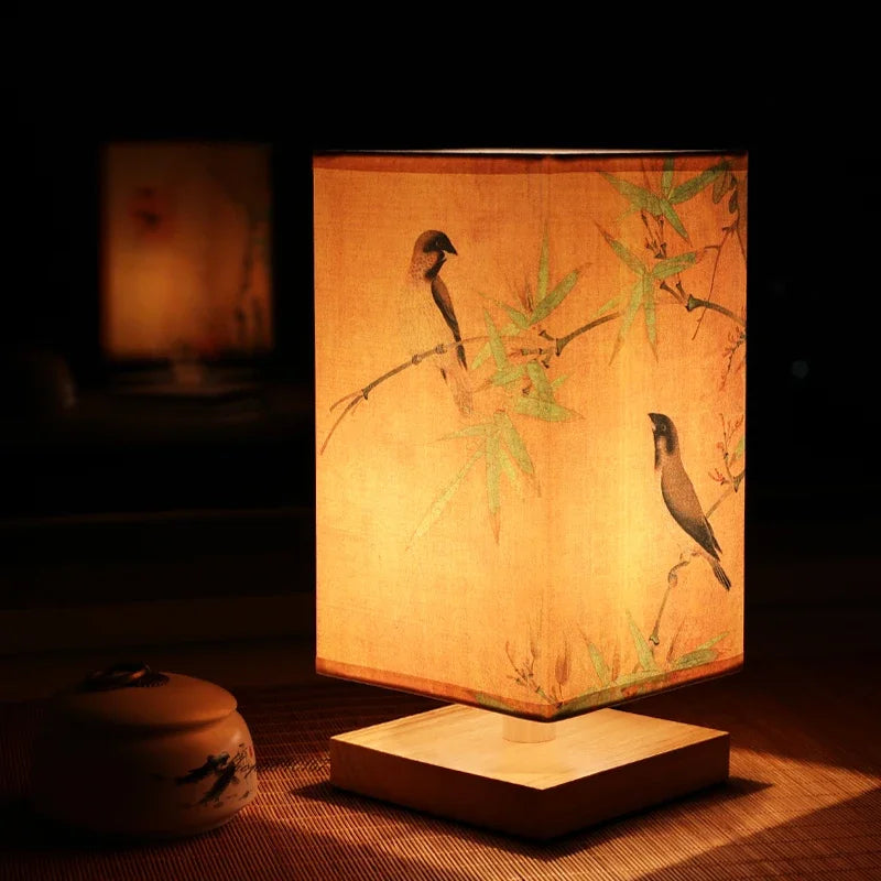 Luminaria de Mesa Avtaia - Madeira Nogueira - home office oriental