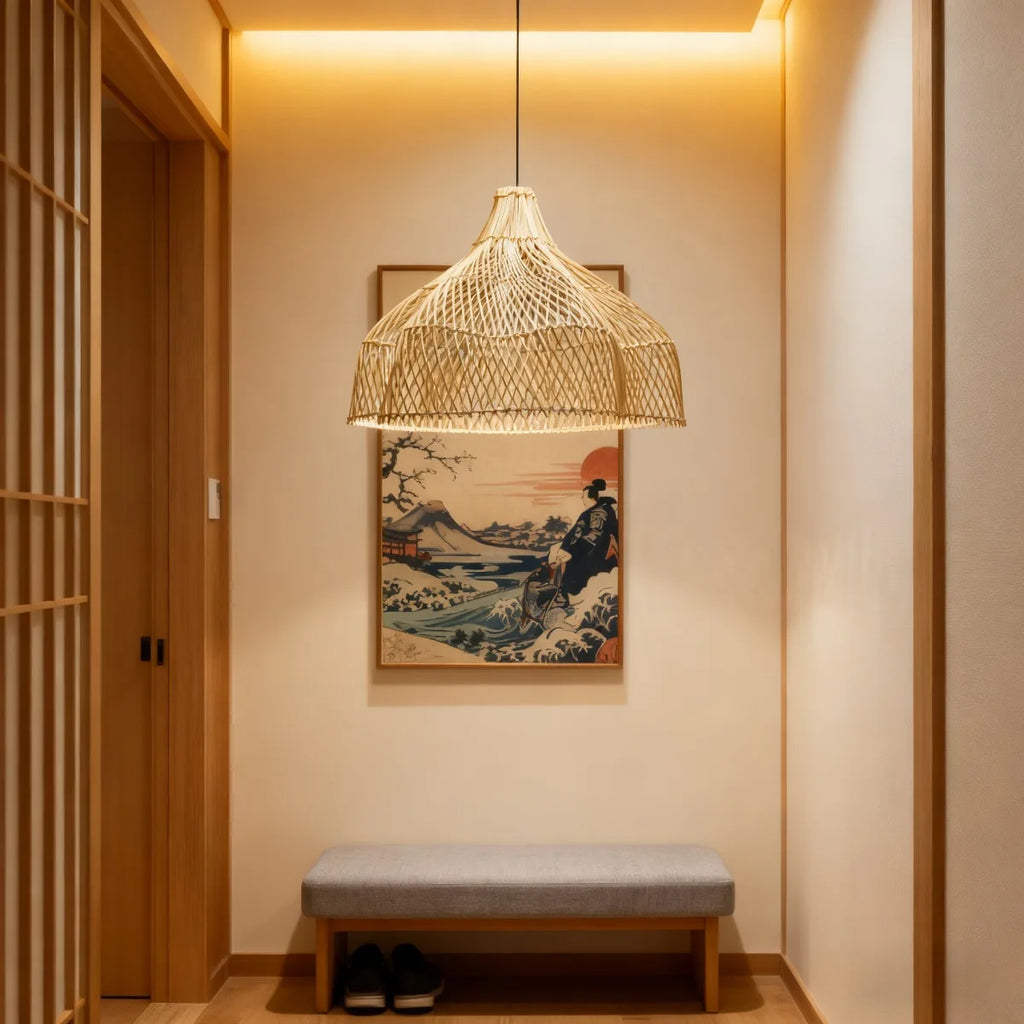 Lustre Artesanal Rattan Estilo Japonês