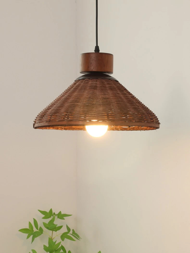Lustre Artesanal Rattan Cúpula Retrô