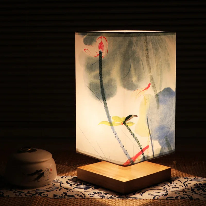 Luminaria de Mesa Avtaia - Madeira Nogueira - home office oriental