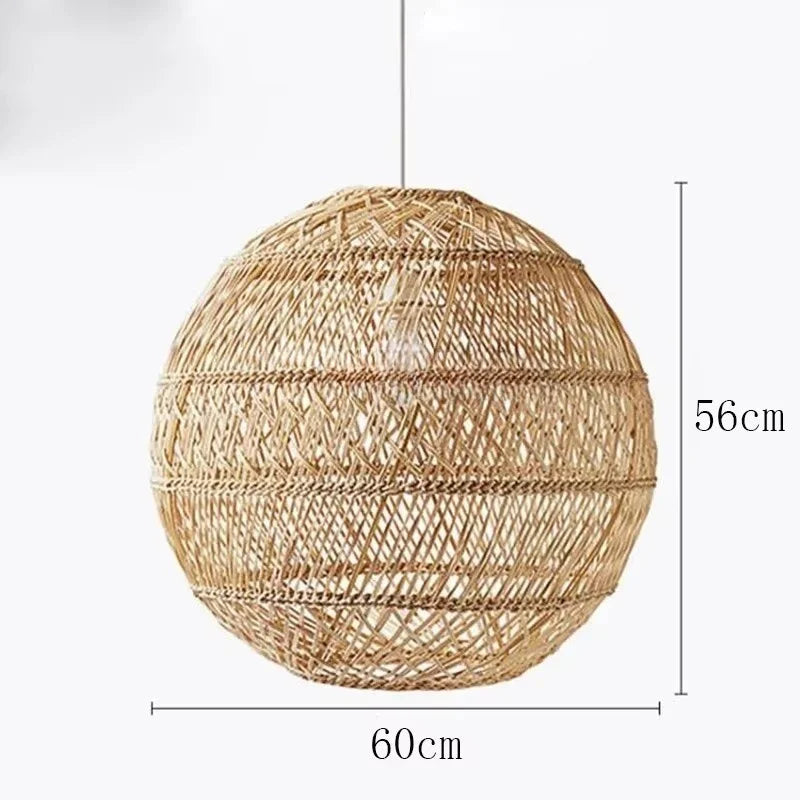 Pendente Elleara - Rattan e Linho - ilha de cozinha boho natural