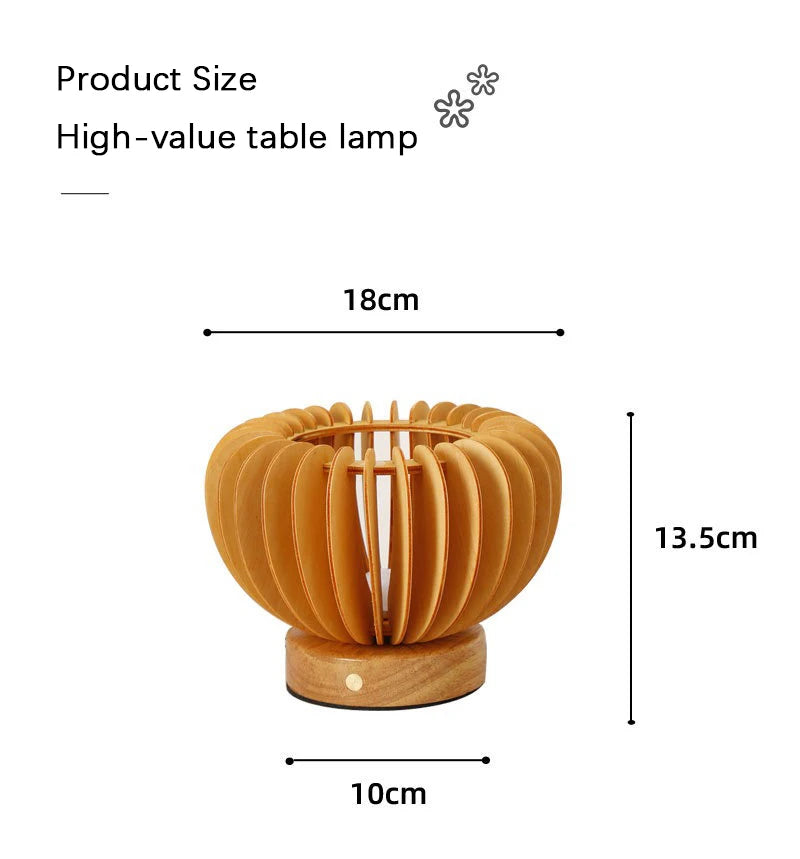 Luminária Nórdica Plissada Madeira USB 220V Arte Quarto