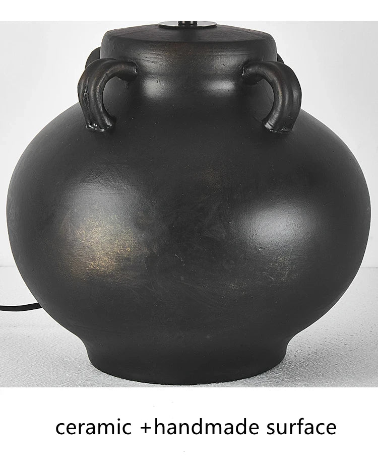 Luminária Cerâmica Wabi-Sabi Nórdica Abajur Tecido Design