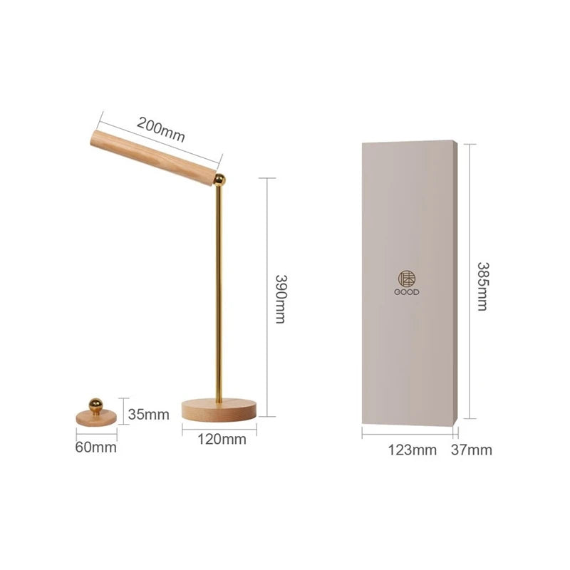 Luminária de Parede Madeira Magnética Girátória 360° USB – Quarto e Sala