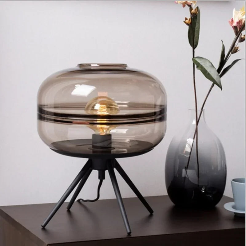 Luminária Vidro Metal Nórdica Sofá Sala Quarto Pós-Moderna