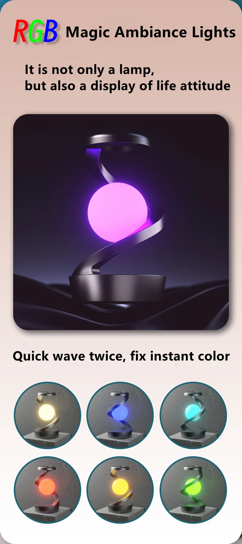 Luminária de Mesa Flutuante com Carregador Sem Fio 15W e RGB