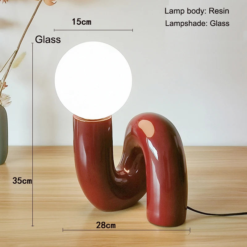 Luminária de Mesa Resina Retrô Artística – Decorativa para Quarto e Sala