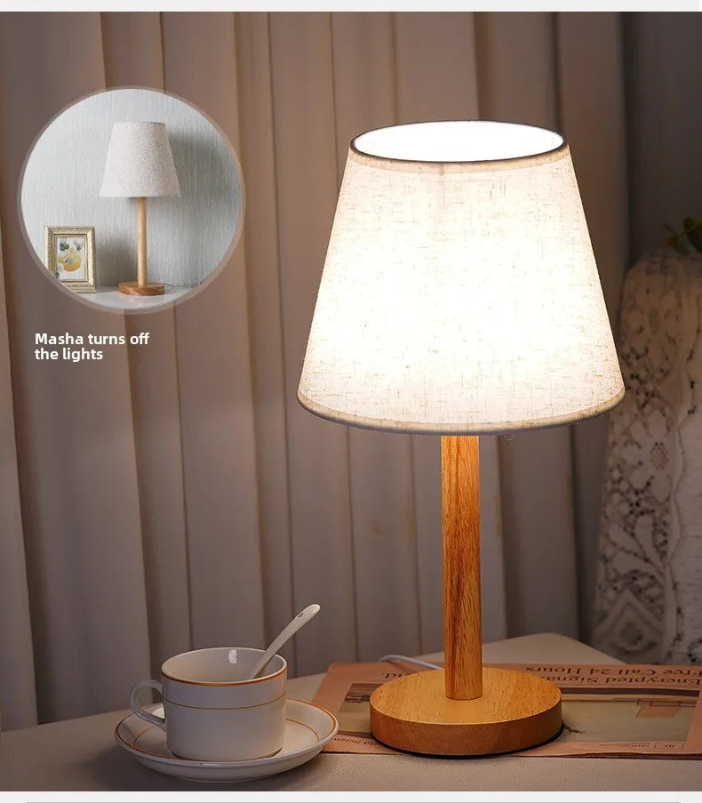 Luminaria de Mesa Avtaara - Madeira Nogueira e Linho - escritorio organico moderno