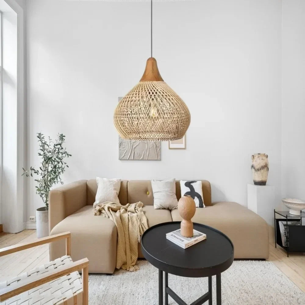 Pendente Eldiira - Rattan Natural - bancada gourmet boho natural