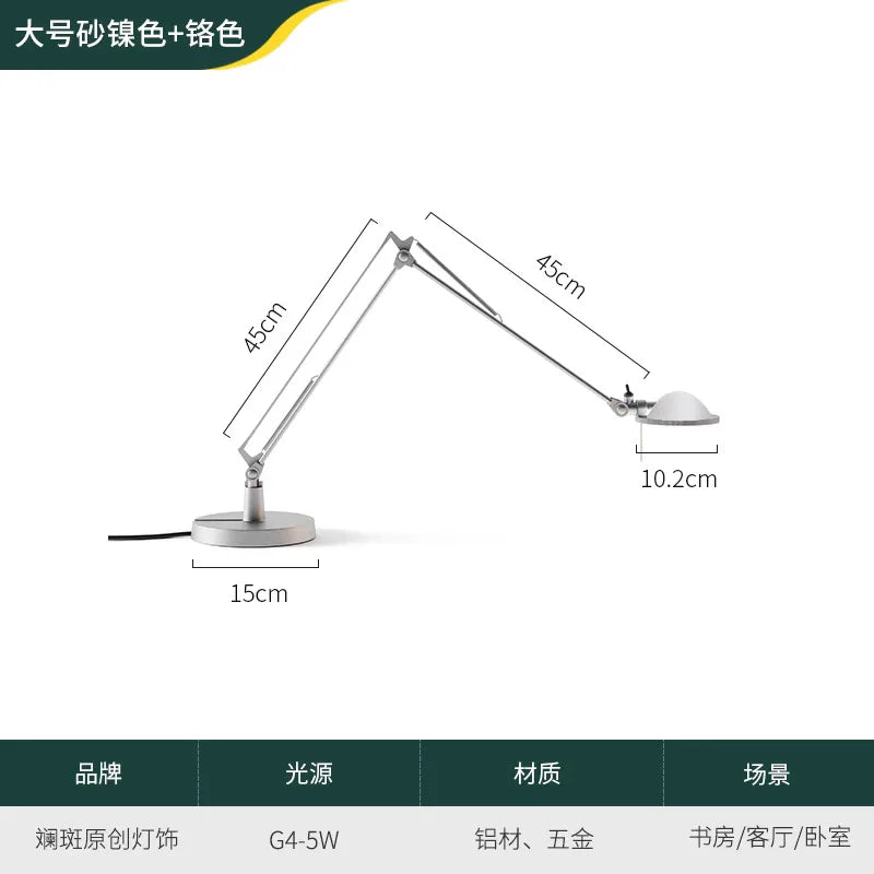 Luminária de Mesa Industrial Braço Articulado Vidro e Alumínio G4 LED