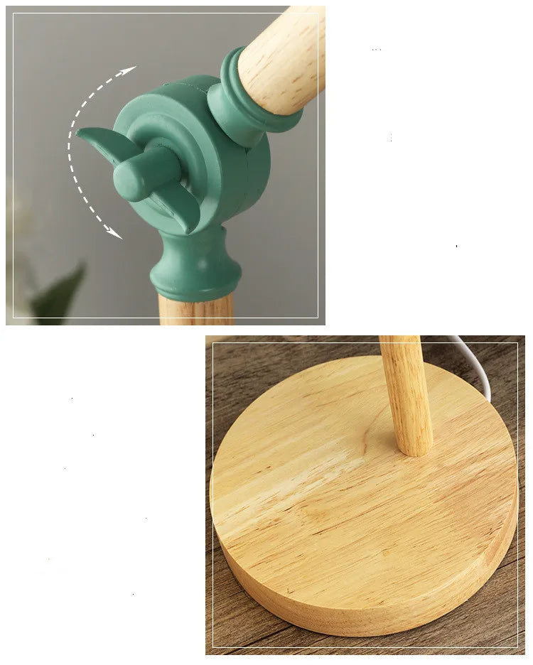 Luminária de Mesa Madeira Nórdica E27 Altura Regulável – Proteção Ocular