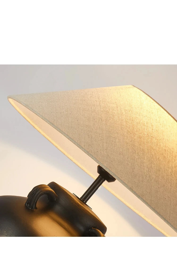 Luminária Cerâmica Wabi-Sabi Nórdica Abajur Tecido Design