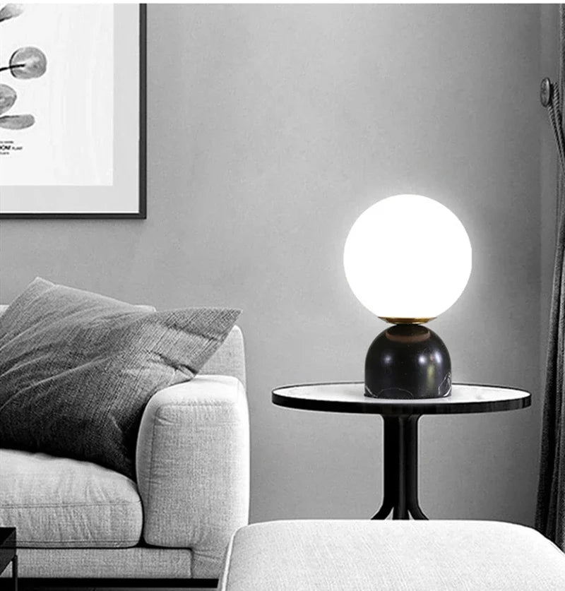 Luminária de Mesa Nórdica Vidro Personalizada – Quarto, Cabeceira e Escritório