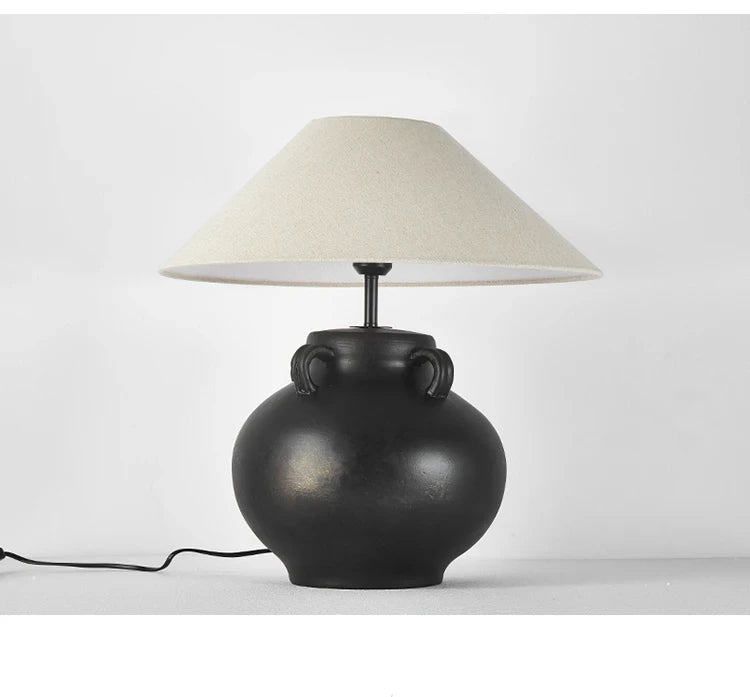 Luminária Cerâmica Wabi-Sabi Nórdica Abajur Tecido Design