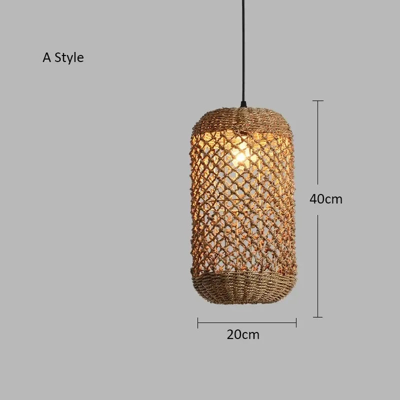 Pendente Elroe - Rattan e Bambu - quarto japandi