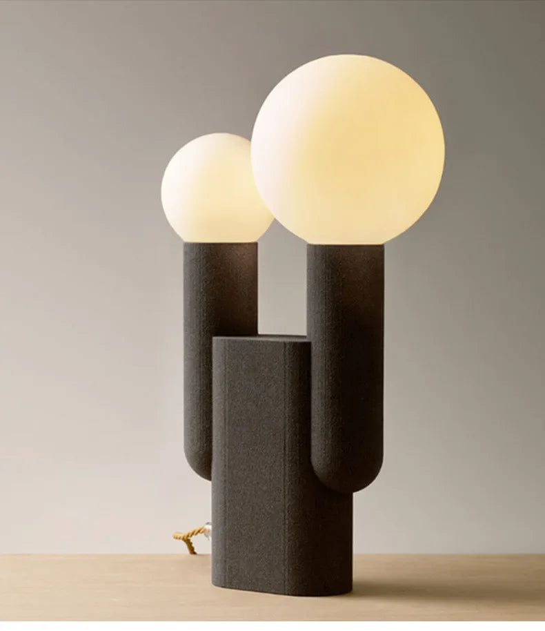 Luminária de Mesa Pós-Moderna LED Resina Dupla Esfera – Luxo Nórdico